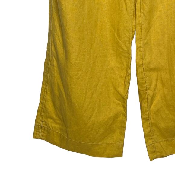 J Jill Womens Size 2 Yellow Linen Wide Leg Pants Drawstring Relaxed Fit - Picture 4 of 9